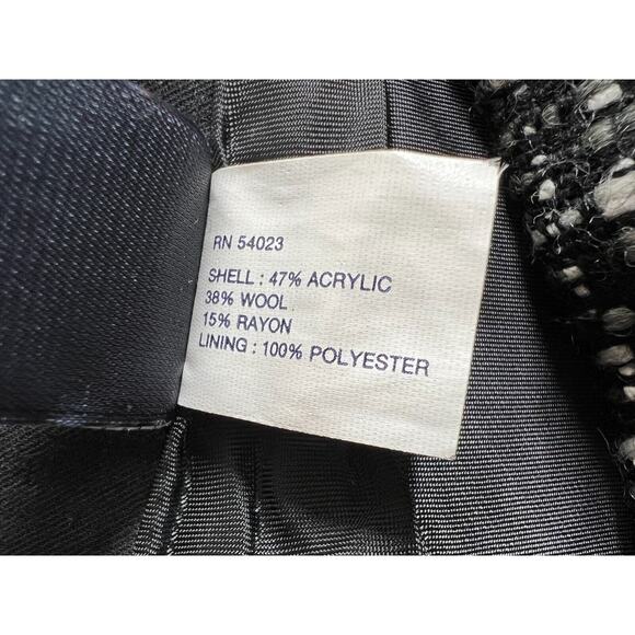 Gap Tweed Y2K Wool Blend Velvet Trim Skirt Womens Size 6 Lined Side Zip Black - Picture 7 of 8